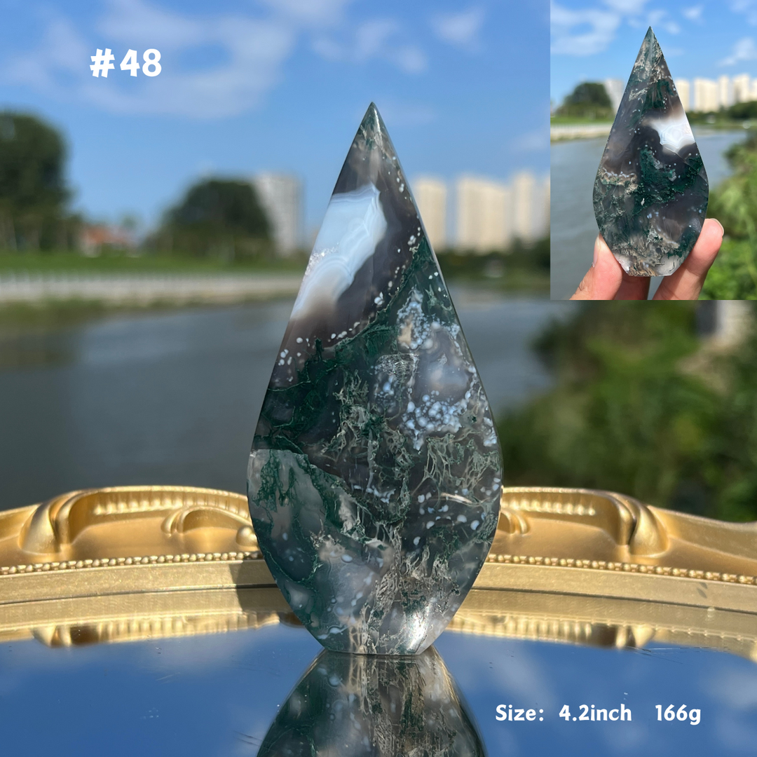 Unique,Moss Agate Teardrop