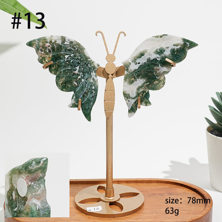 Unique,A Slightly Imperfect Natural Moss Agate Butterfly Wing Display