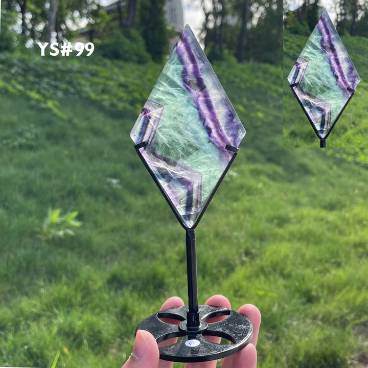 Unique,Rainbow Fluorite Diamond Slice