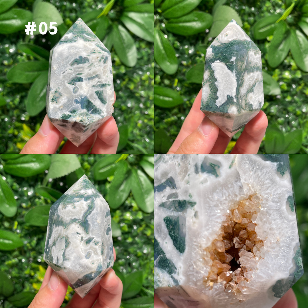 Moss Agate Double Point