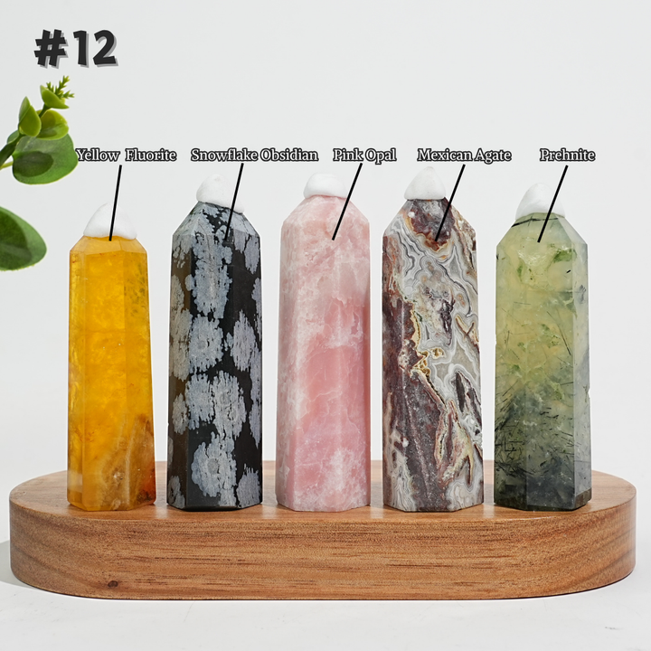 5Pcs Mixed Natural Crystal Tower Point Set