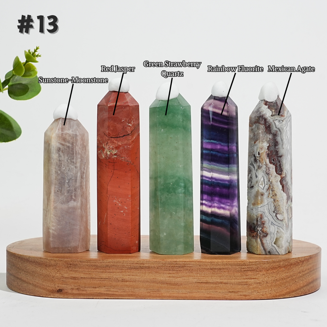 5Pcs Mixed Natural Crystal Tower Point Set