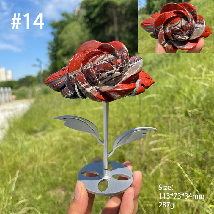 Unique,Natural African Bloodstone Crystal Rose Carving