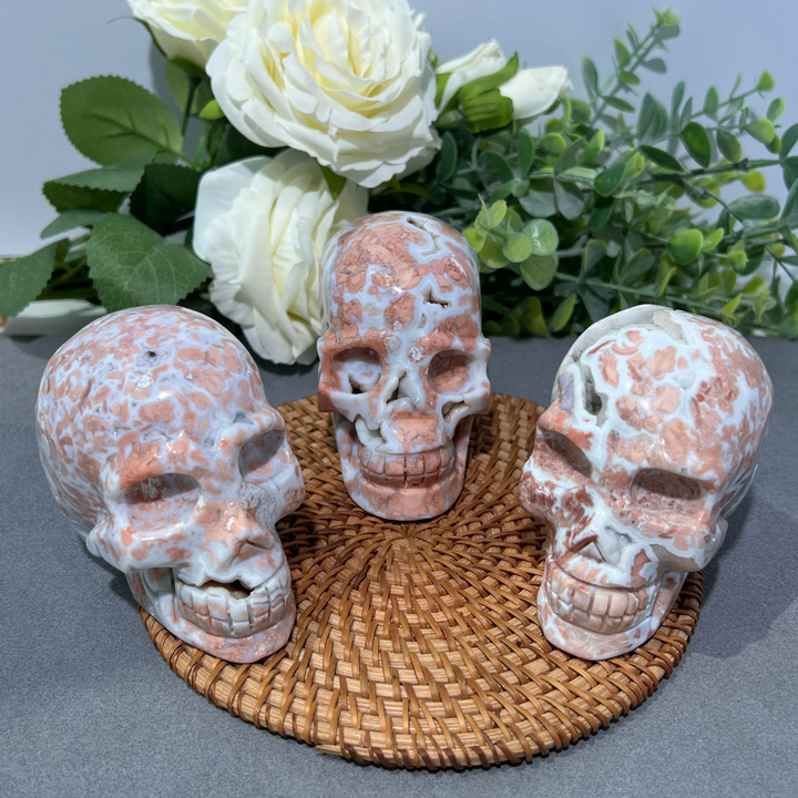 Unique, Pink Agate Skull