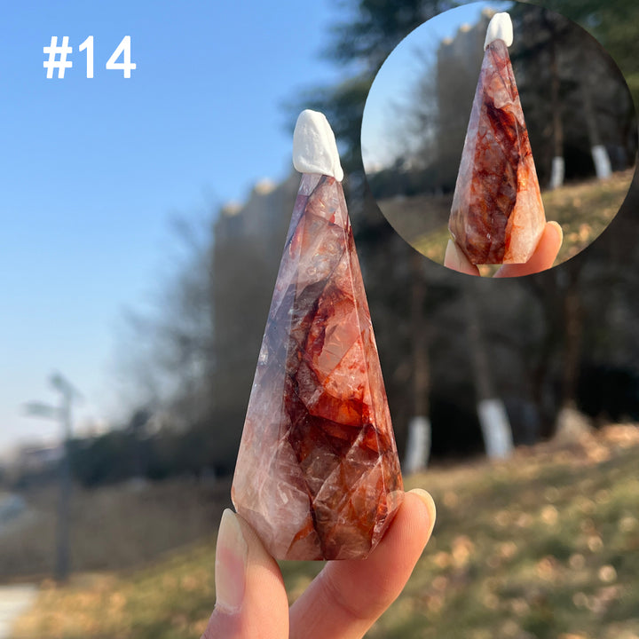 Unique,Natural Crystal Fire Quartz Diamond Tower