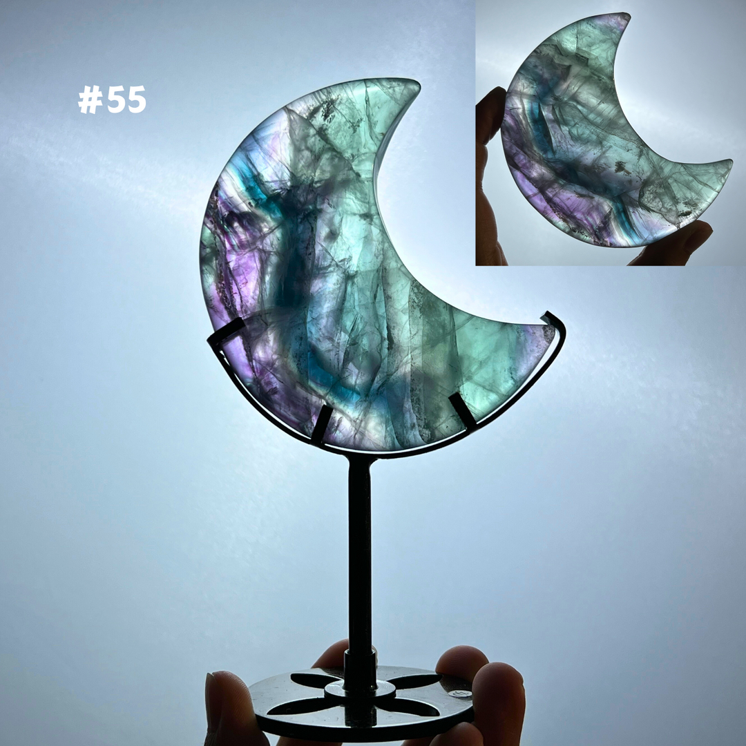 Unique,Rainbow Fluorite Moon