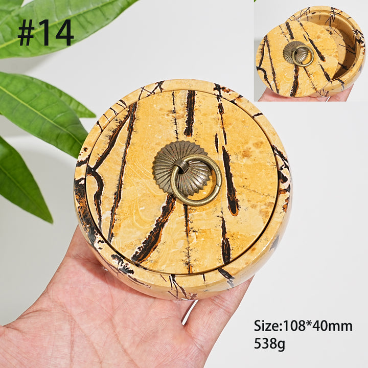 Unique,Natural Artisan Picture Jasper Trinket Box