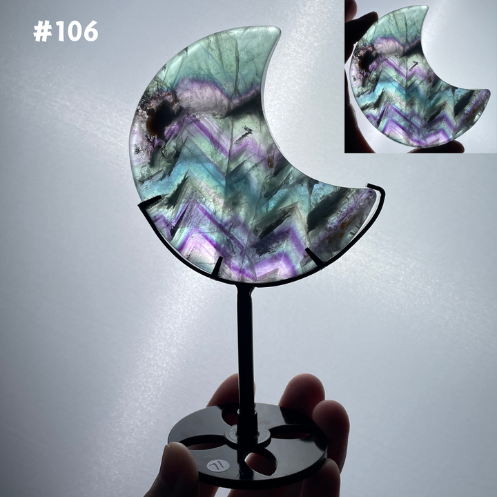 Unique,Rainbow Fluorite Moon