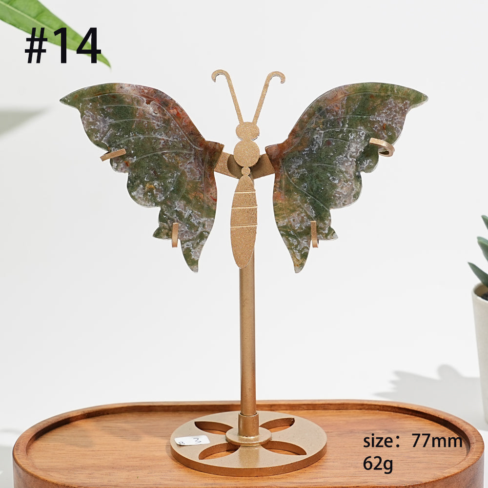 Unique,A Slightly Imperfect Natural Moss Agate Butterfly Wing Display
