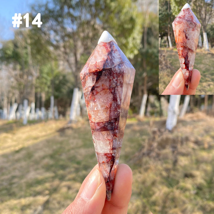 Unique,Natural Crystal Fire Quartz Wand