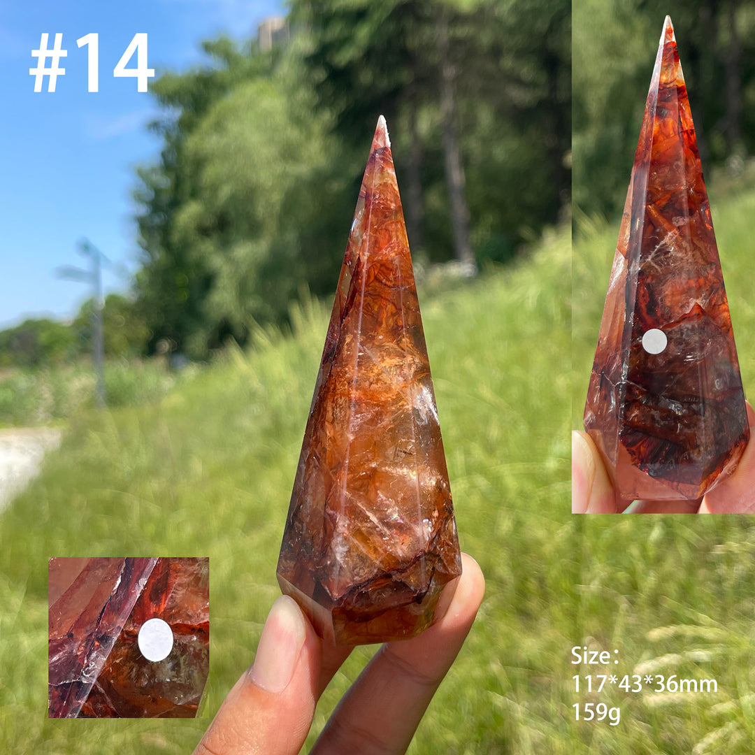 Unique,A Slightly Imperfect Natural Fire Quartz Diamond Tower