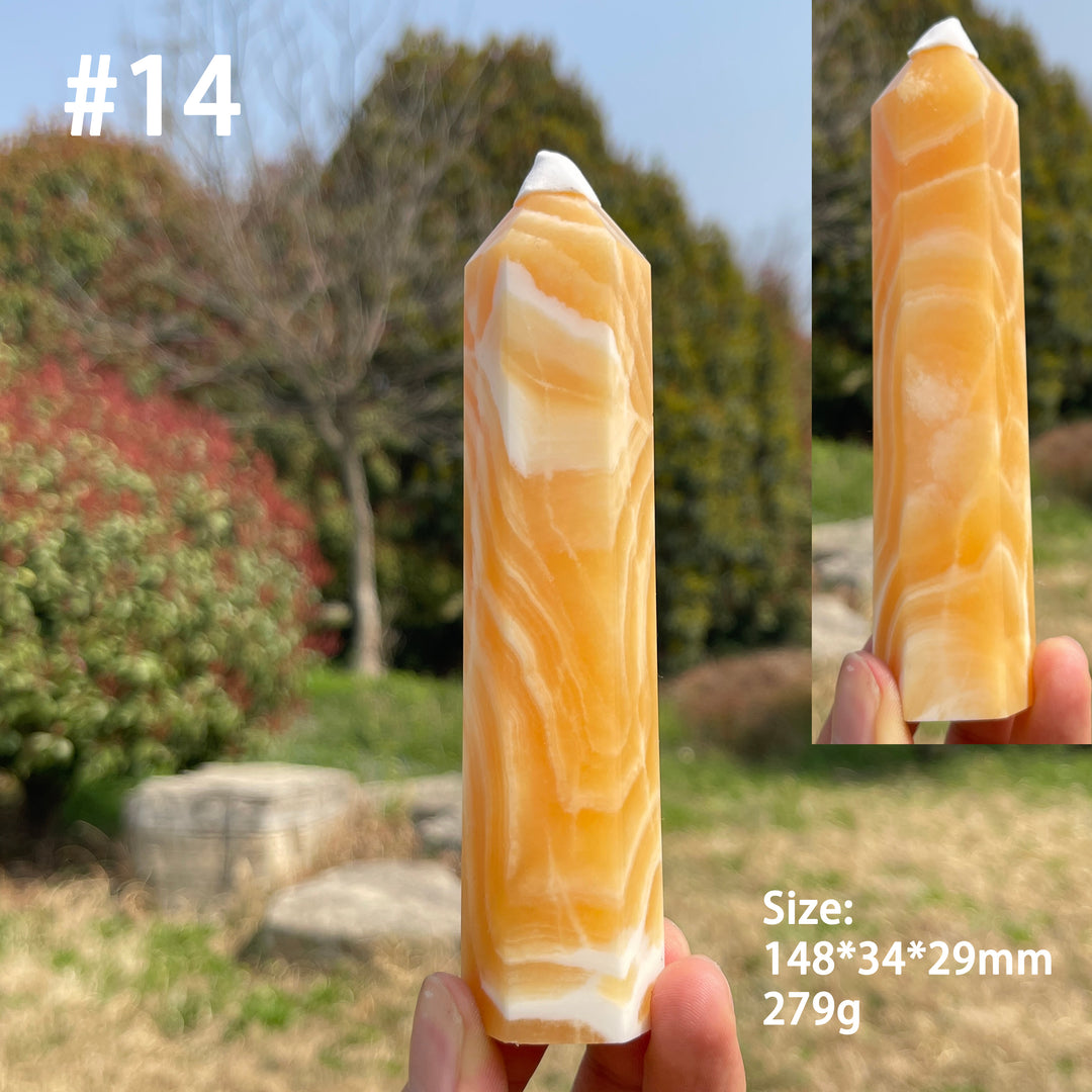 Unique,Natural Crystal Yellow Calcite Point