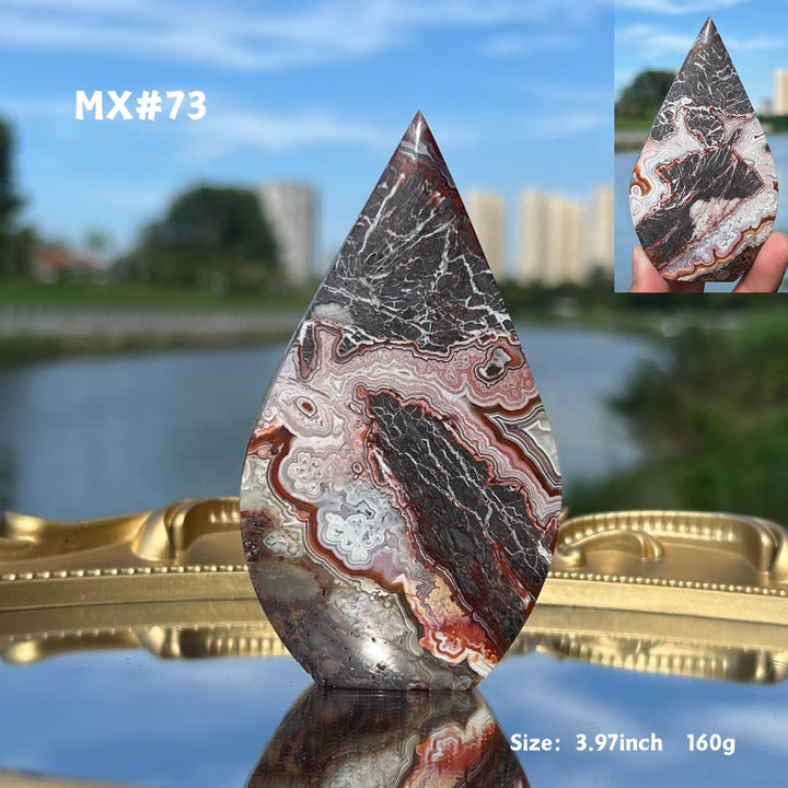 Unique, Mexican Crazy Lace Agate Teardrop