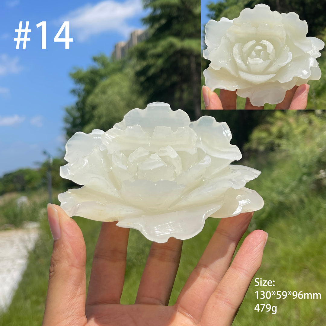 Unique,Natural Crystal Afghanistan Jade Peony Carving