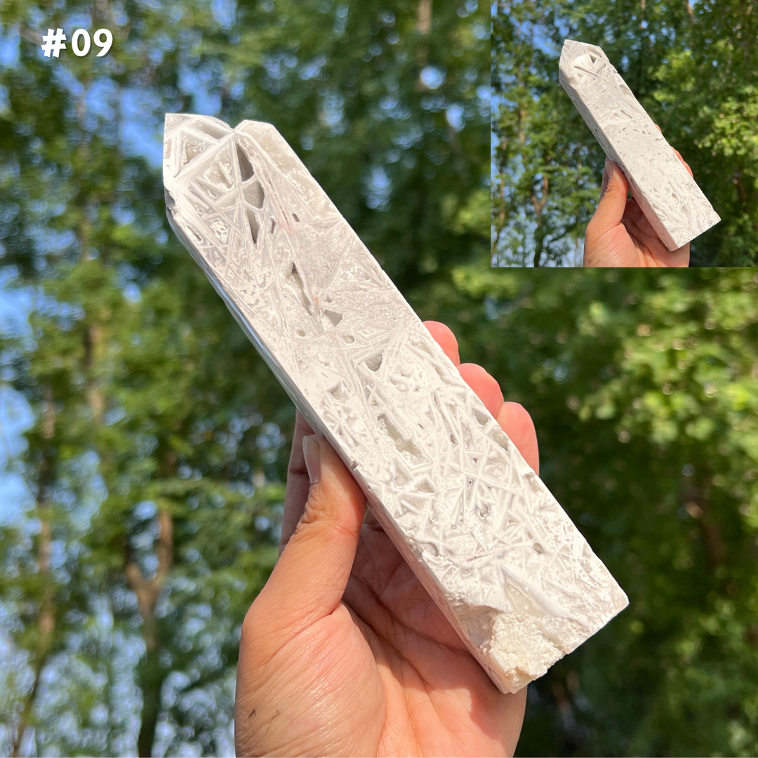 Unique, White Mexican Agate Tower