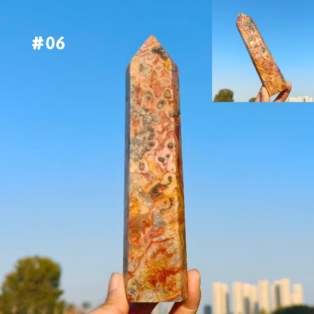 Unique, Natural Crazy Lace Agate Tower