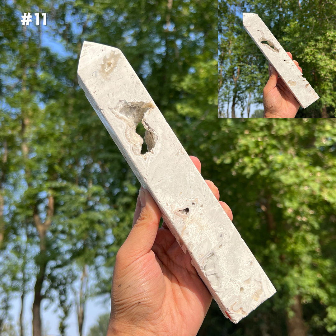 Unique, White Mexican Agate Tower