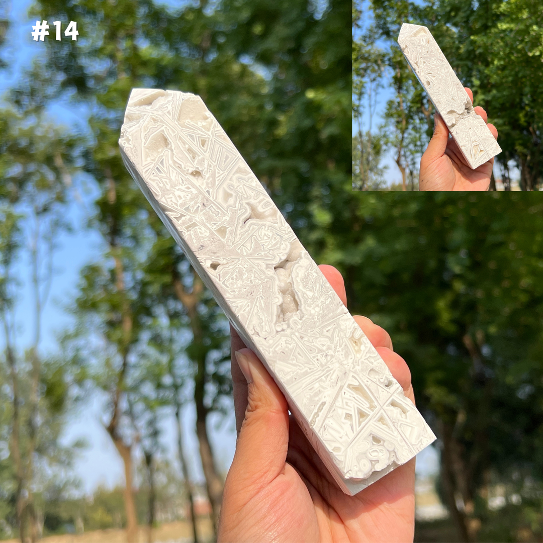 Unique, White Mexican Agate Tower