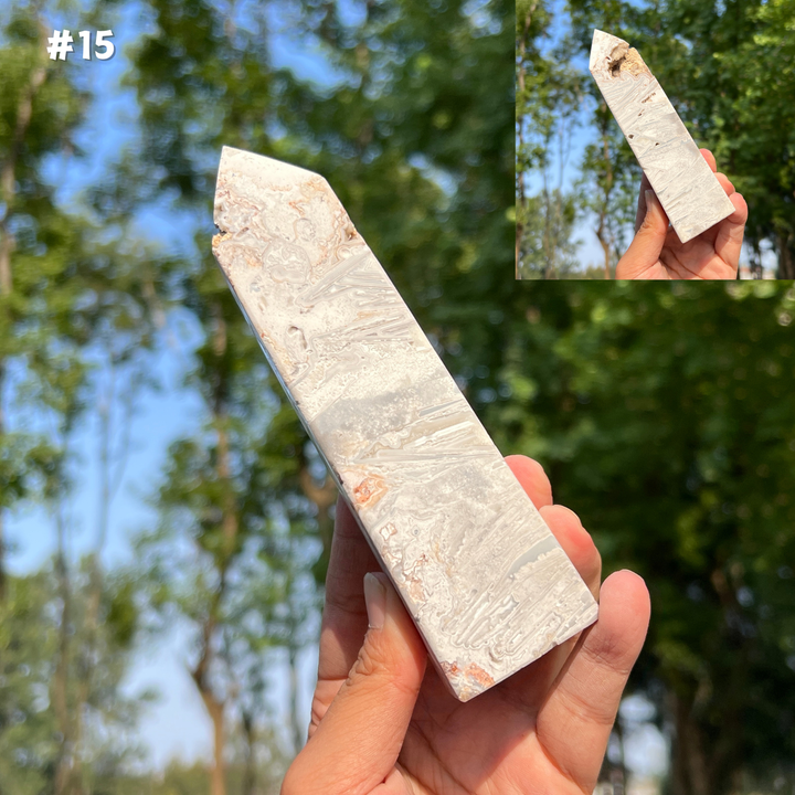 Unique, White Mexican Agate Tower