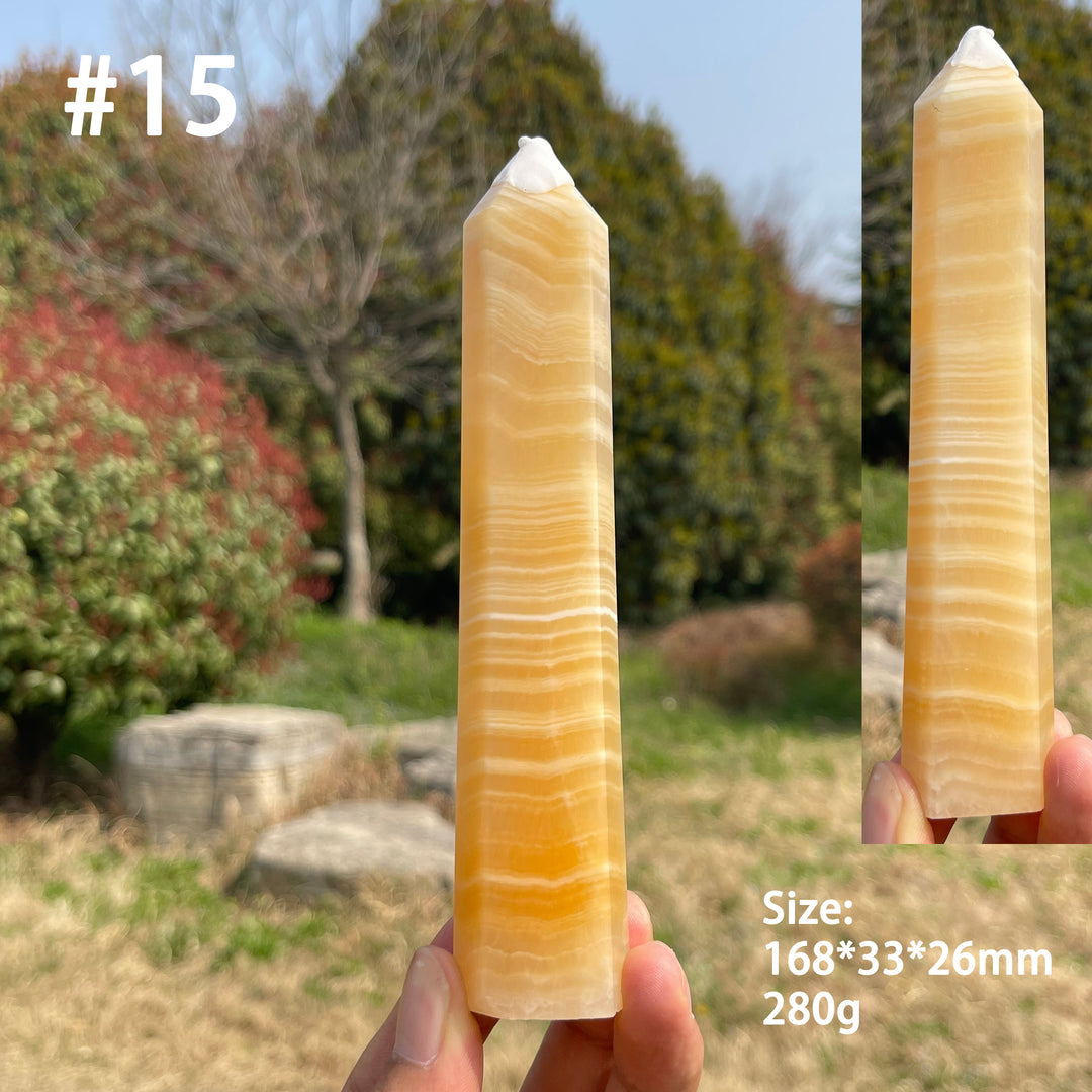 Unique,Natural Crystal Yellow Calcite Point