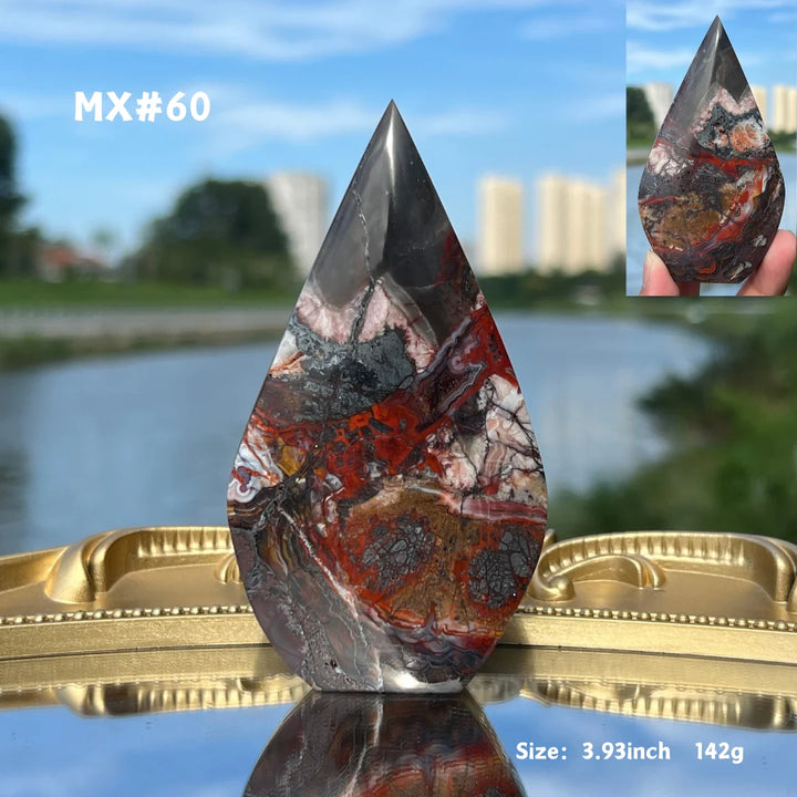 Unique, Mexican Crazy Lace Agate Teardrop