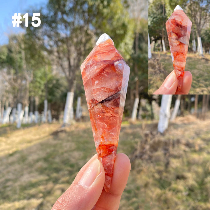 Unique,Natural Crystal Fire Quartz Wand