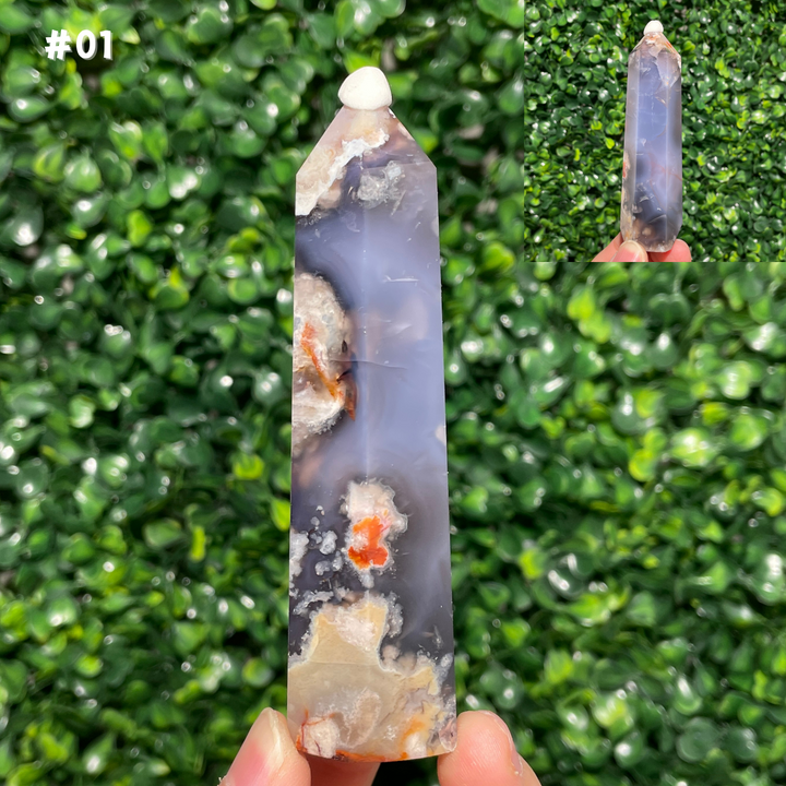 Unique,Black Flower Agate Point