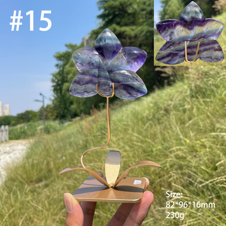 Unique,Natural Crystal Orchid Carving