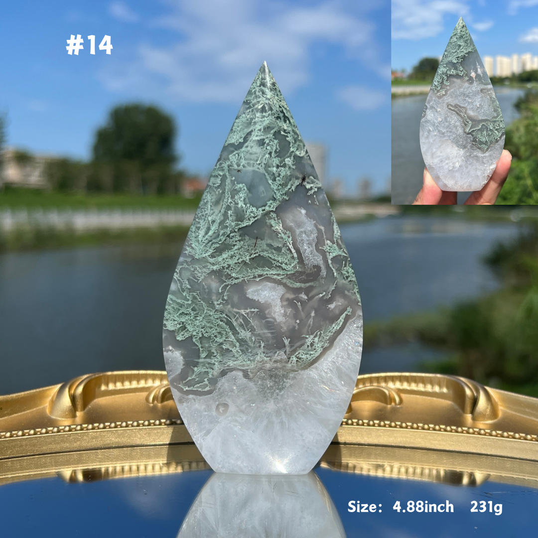 Unique,Moss Agate Teardrop