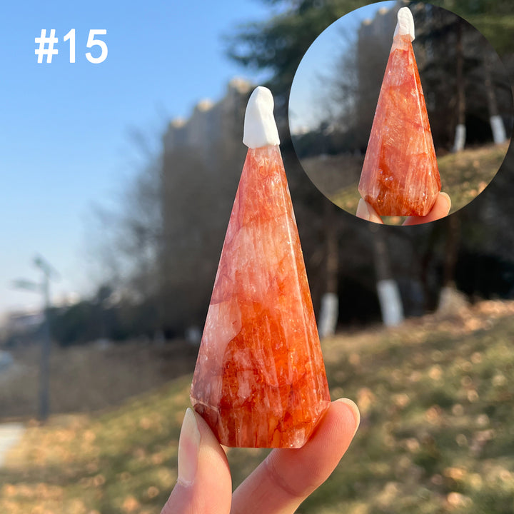 Unique,Natural Crystal Fire Quartz Diamond Tower