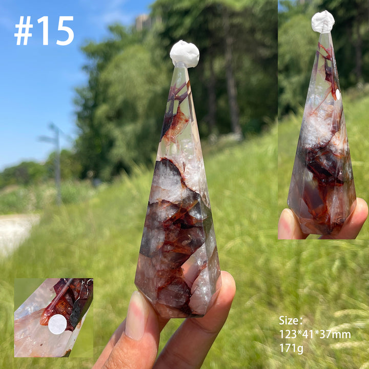 Unique,A Slightly Imperfect Natural Fire Quartz Diamond Tower