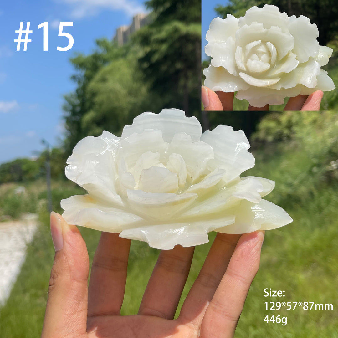 Unique,Natural Crystal Afghanistan Jade Peony Carving