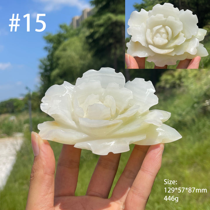 Unique,Natural Crystal Afghanistan Jade Peony Carving