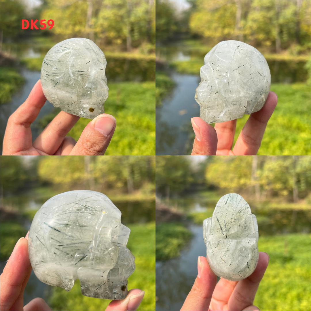 Clear Quartz With Green Actinolite Skull