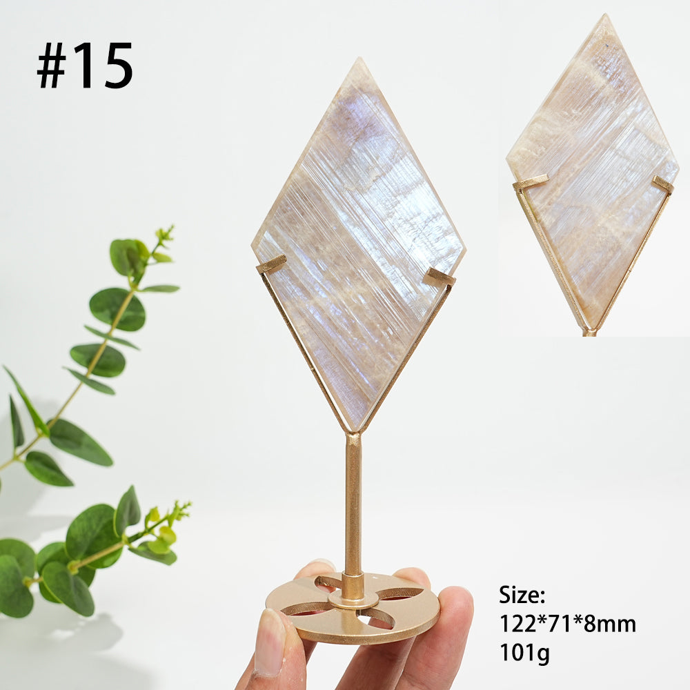 Unique,Natural Crystal Moonstone Diamond Slice