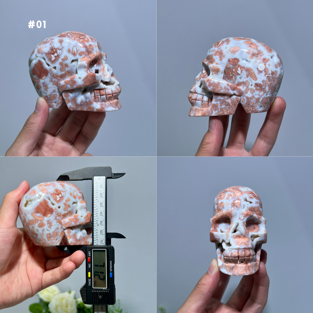 Unique, Pink Agate Skull