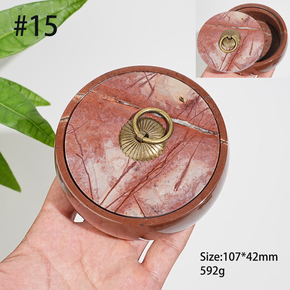 Unique,Natural Artisan Picture Jasper Trinket Box