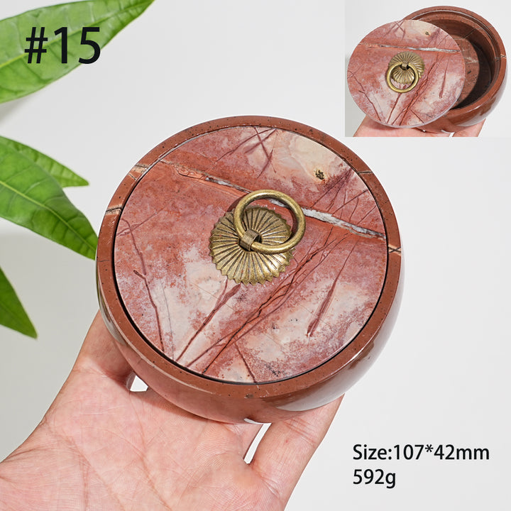 Unique,Natural Artisan Picture Jasper Trinket Box