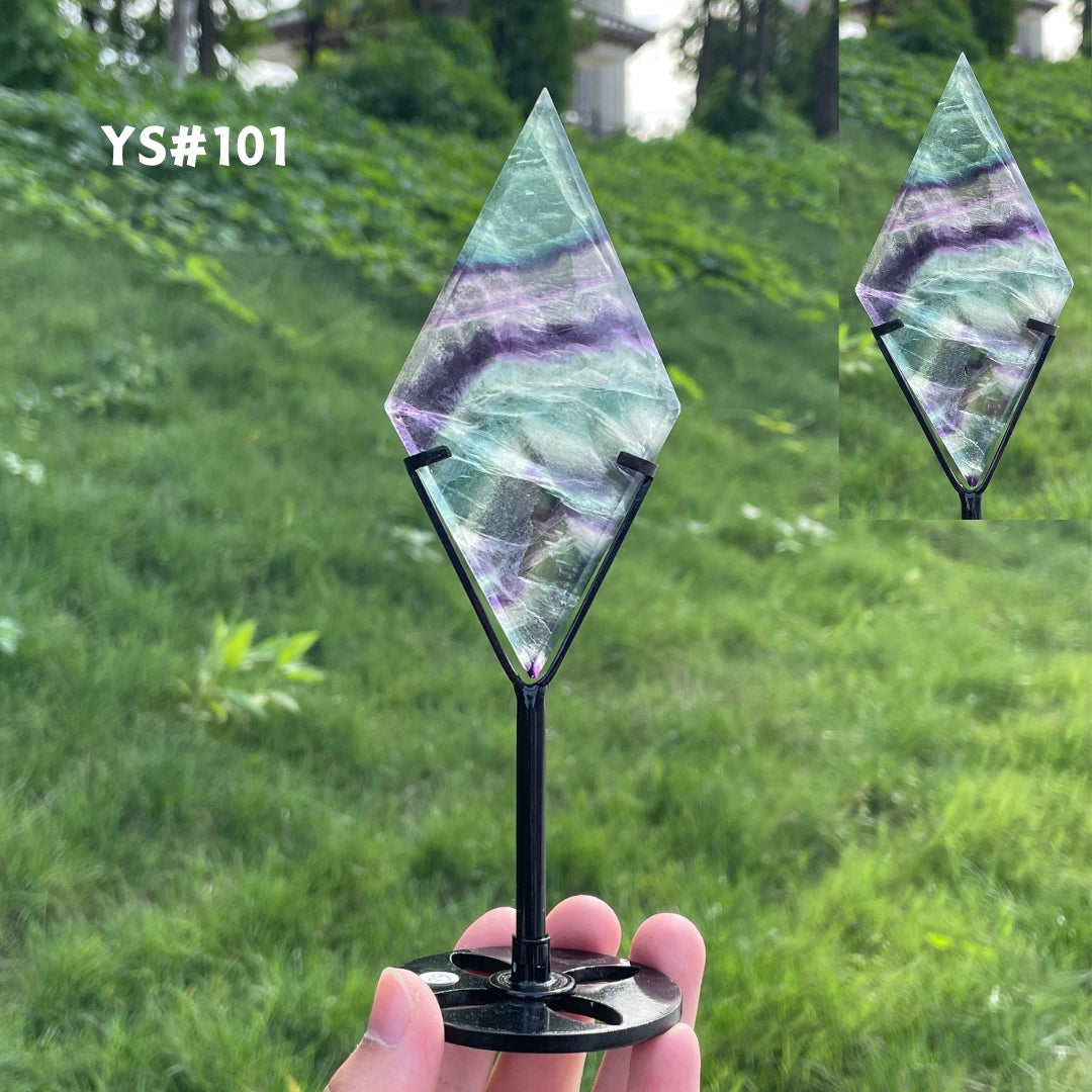 Unique,Rainbow Fluorite Diamond Slice