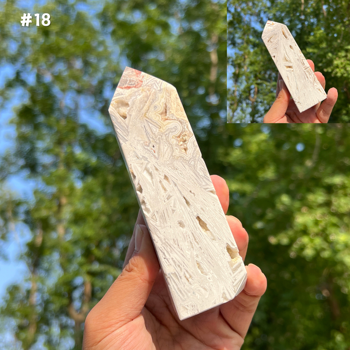 Unique, White Mexican Agate Tower