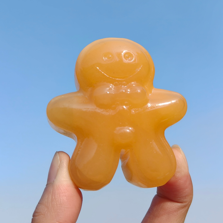 Natural Crystal Carved Gingerbread Man