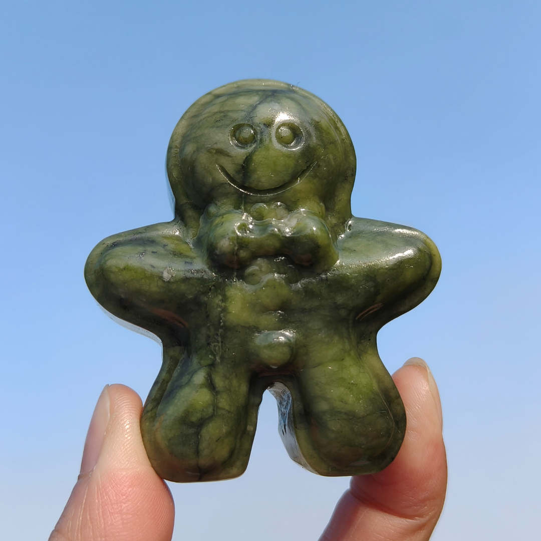 Natural Crystal Carved Gingerbread Man