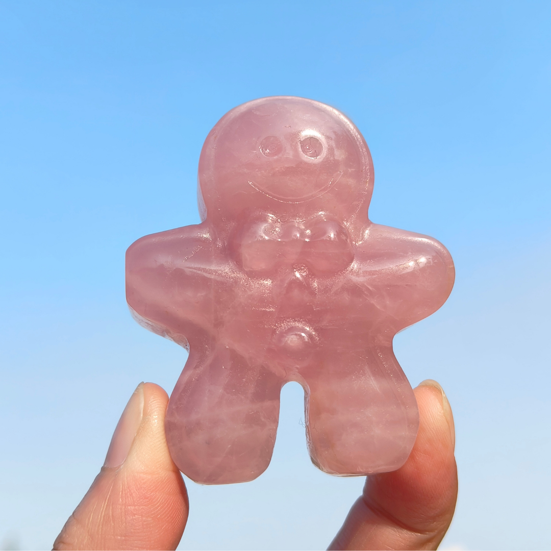 Natural Crystal Carved Gingerbread Man