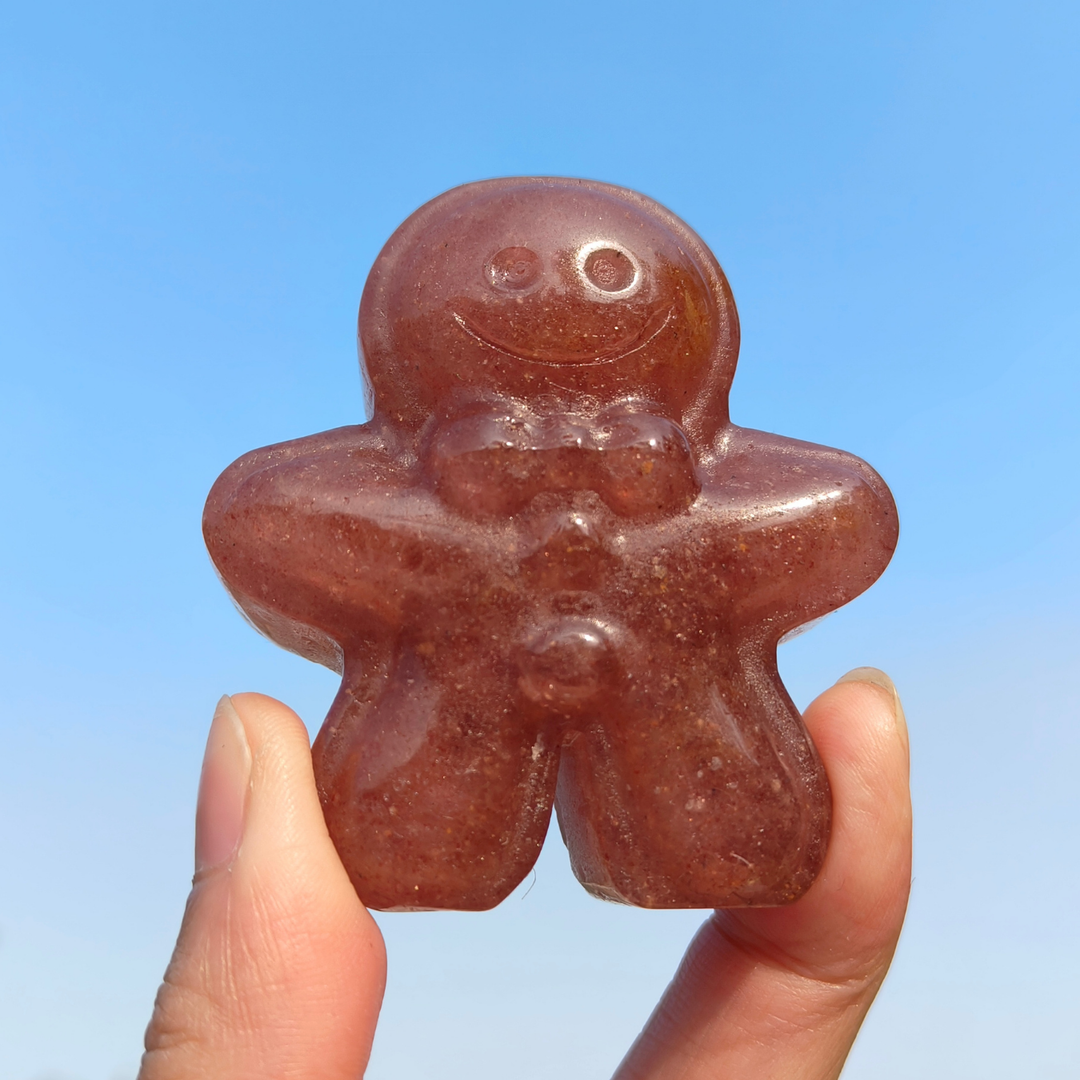 Natural Crystal Carved Gingerbread Man
