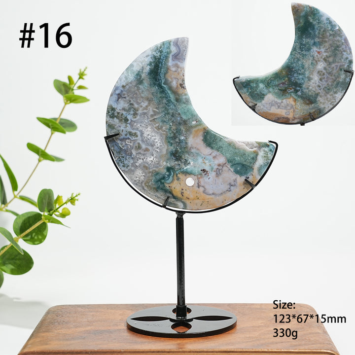 Unique,A Slightly Imperfect Natural Ocean Jasper Moon Carving