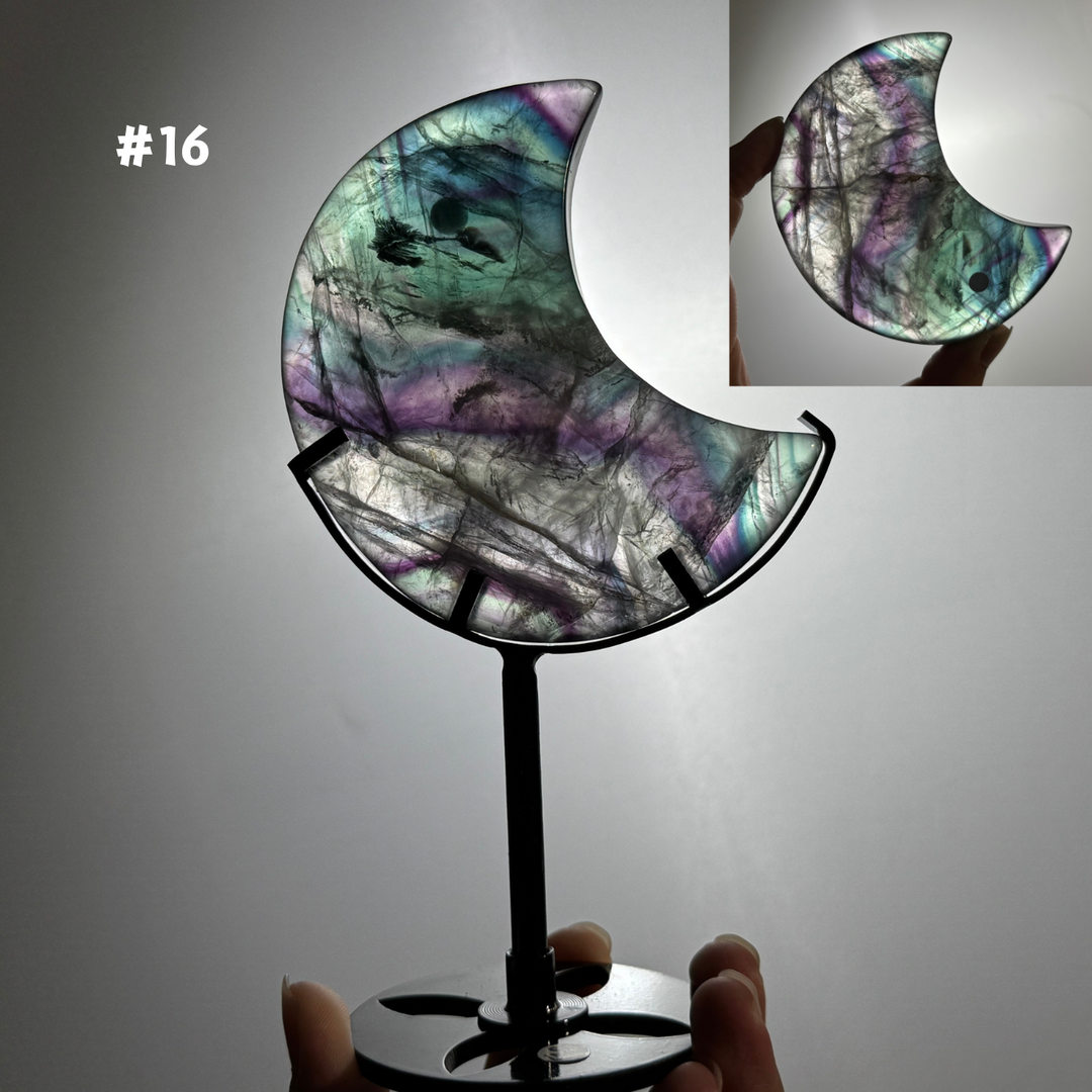 Unique,Rainbow Fluorite Moon