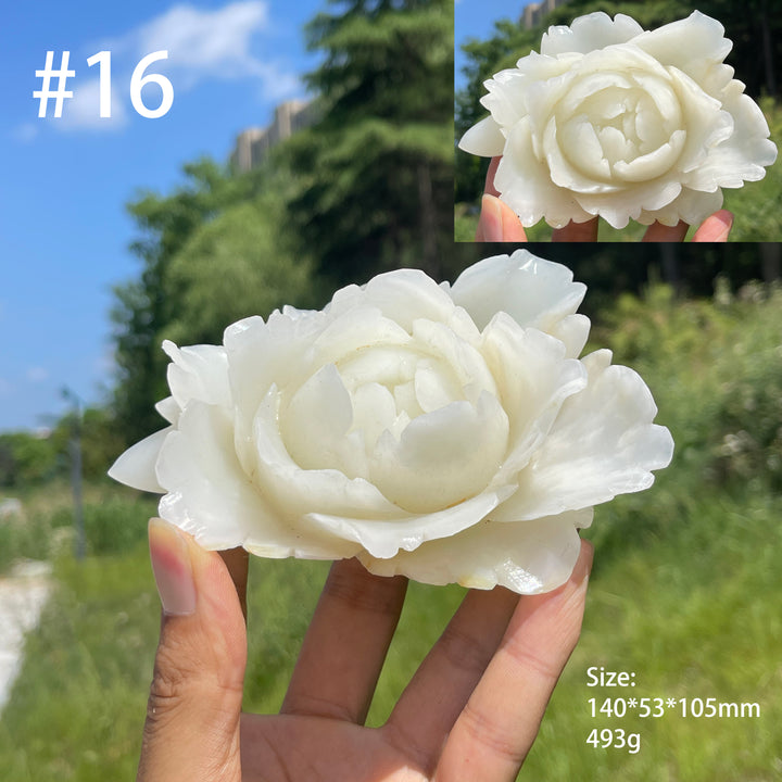 Unique,Natural Crystal Afghanistan Jade Peony Carving