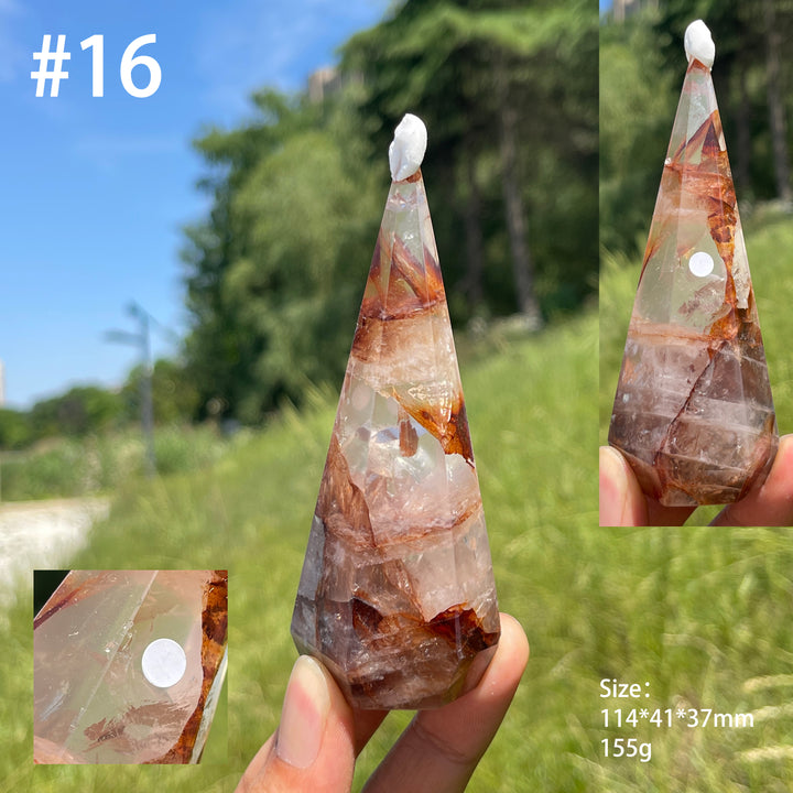 Unique,A Slightly Imperfect Natural Fire Quartz Diamond Tower