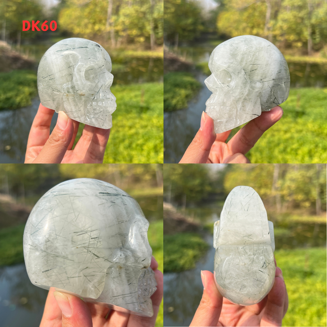 Clear Quartz With Green Actinolite Skull