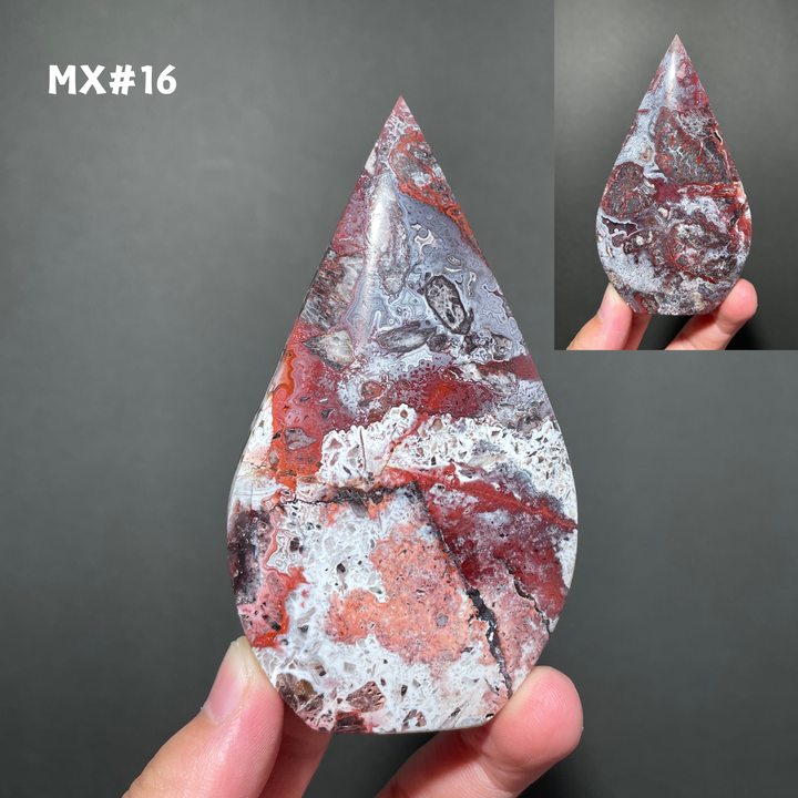 Unique, Mexican Crazy Lace Agate Teardrop